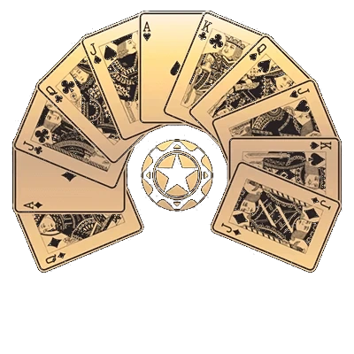 Веер золотых игральных карт Rox Casino