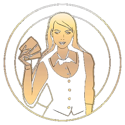 Иллюстрация ведущей в чёрно-золотом оформлении Rox Casino
